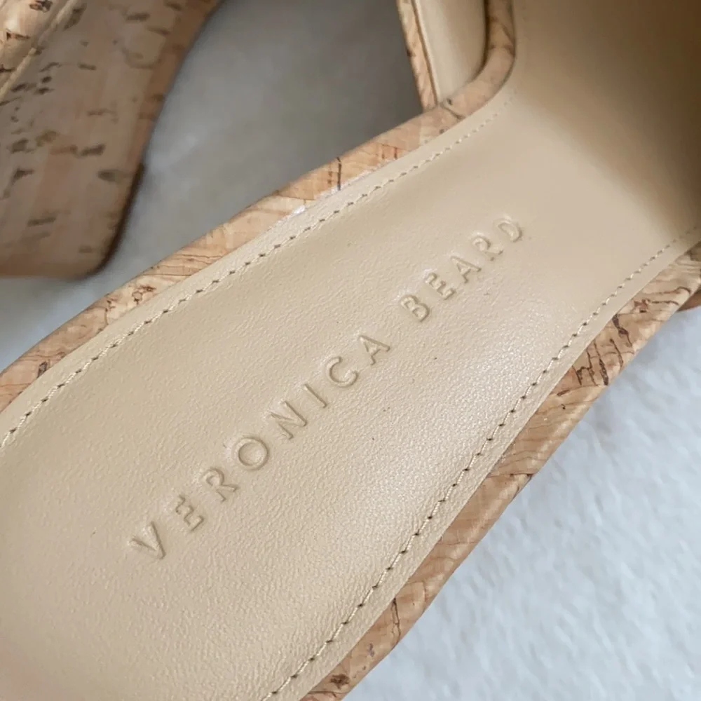 Veronica Beard | Dali Cork Slip On Wedge Heel Sandal Natural/Tan (9) - Picture 10 of 14
